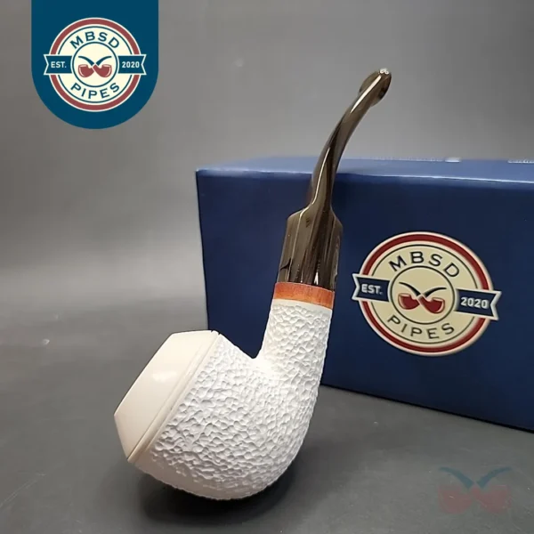 MBSD Meerschaum Deluxe Bent Rhodesian Block Meerschaum Pipe, Briar-Mortise