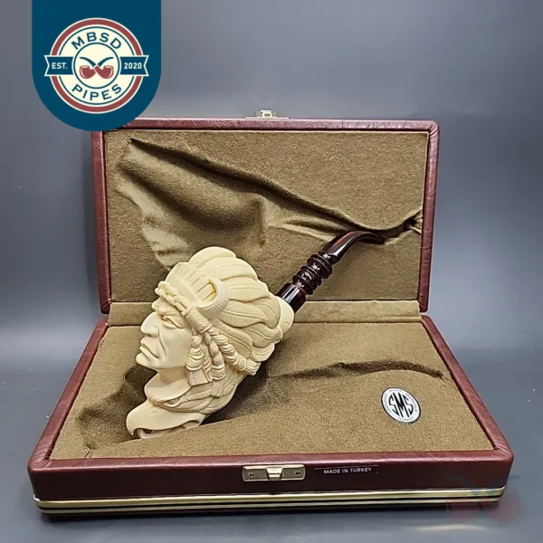 SMS Baglan Double Block Meerschaum Pipe, Display Case, Unsmoked