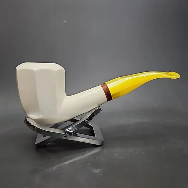 MBSD Meerschaum Deluxe Bent Block Meerschaum Pipe, Briar-Mortise - Image 3