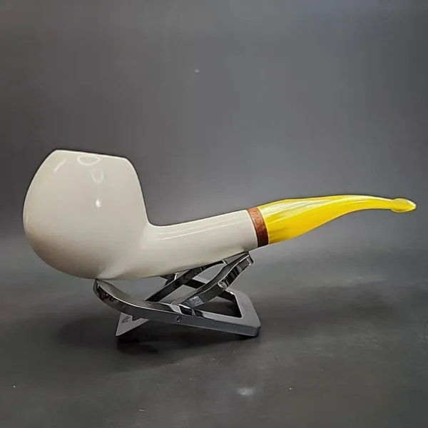 MBSD Meerschaum Deluxe Large Bent Apple Block Meerschaum Pipe, Briar-Mortise [SOLD OUT] - Image 3