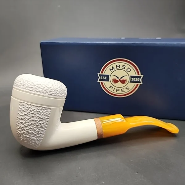 MBSD Meerschaum Deluxe Bent Dublin Block Meerschaum Pipe, Briar-Mortise [SOLD OUT] - Image 3