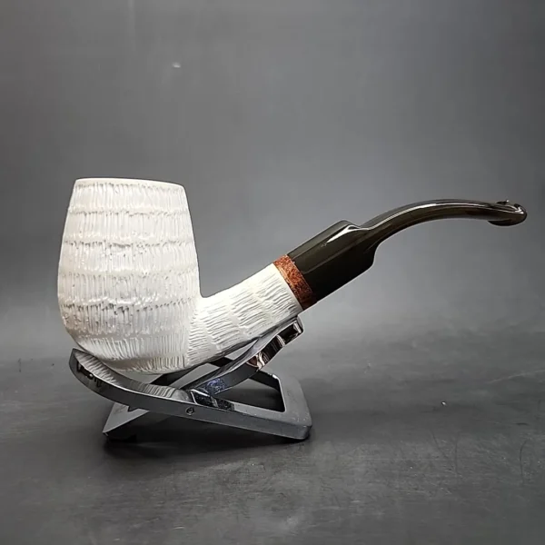 MBSD Meerschaum Deluxe Bent Egg Block Meerschaum Pipe, Briar-Mortise [SOLD] - Image 3