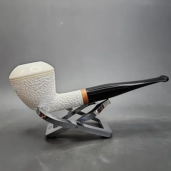 MBSD Meerschaum Deluxe Straight Rhodesian Block Meerschaum Pipe, Briar-Mortise - Image 3