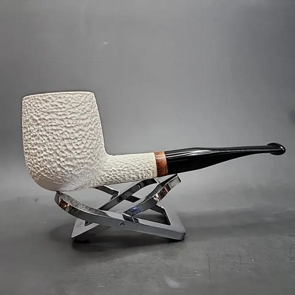 MBSD Meerschaum Deluxe Rusticated Pot Block Meerschaum Pipe, Briar-Mortise - Image 3