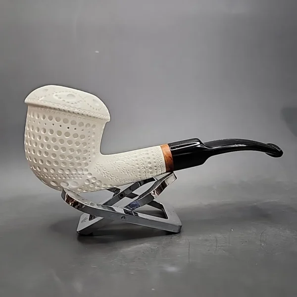 MBSD Meerschaum Deluxe Lattice Calabash Block Meerschaum Pipe, Briar-Mortise - Image 3