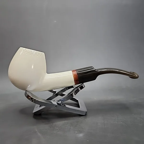 MBSD Meerschaum Deluxe Bent Egg Block Meerschaum Pipe, Briar-Mortise - Image 3