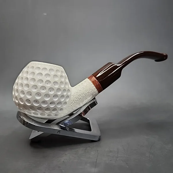 MBSD Meerschaum Deluxe Bent Brandy Block Meerschaum Pipe, Briar-Mortise - Image 3