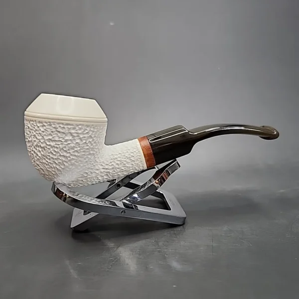 MBSD Meerschaum Deluxe Bent Rhodesian Block Meerschaum Pipe, Briar-Mortise - Image 3