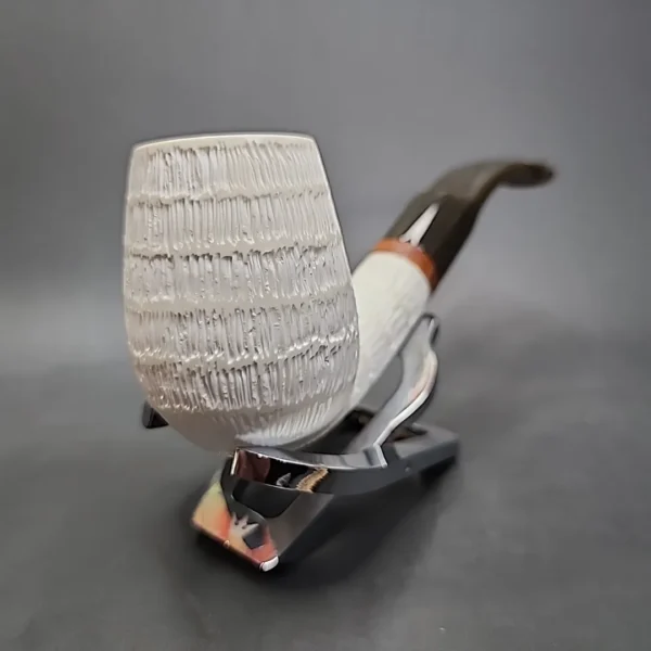 MBSD Meerschaum Deluxe Bent Egg Block Meerschaum Pipe, Briar-Mortise [SOLD] - Image 4