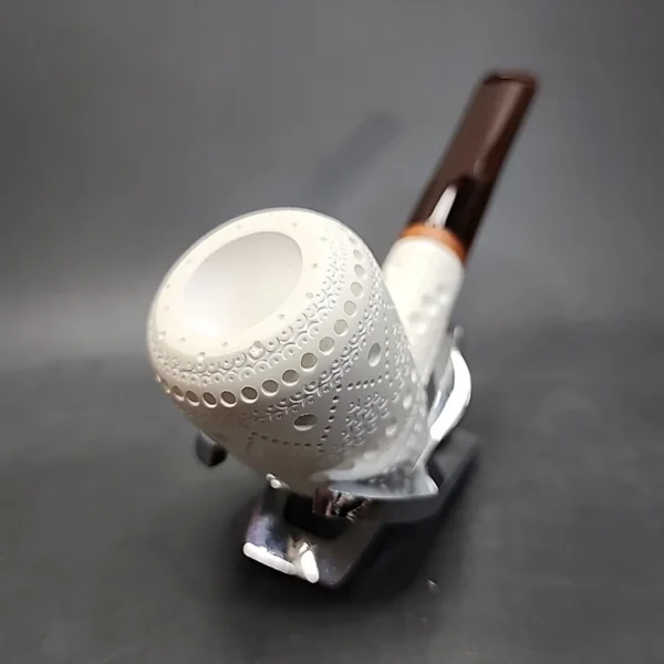 MBSD Meerschaum Deluxe Lattice Block Meerschaum Pipe, Briar-Mortise - Image 4