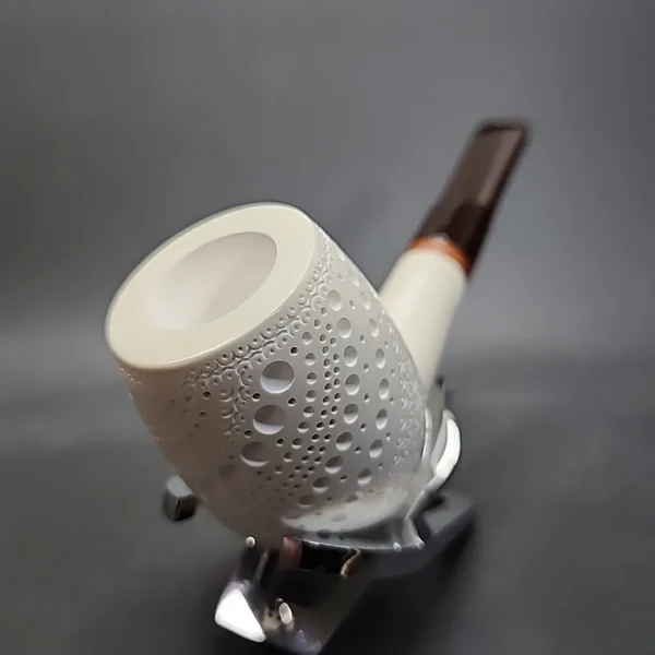 MBSD Meerschaum Deluxe Large Lattice Billiard Block Meerschaum Pipe, Briar-Mortise - Image 4