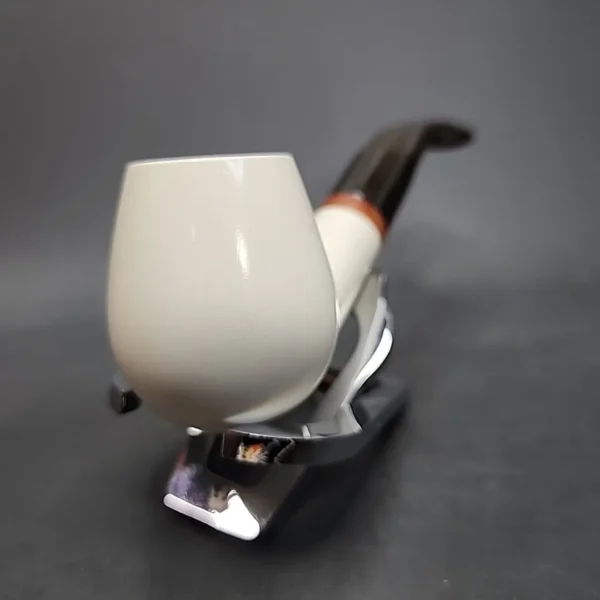 MBSD Meerschaum Deluxe Bent Brandy Block Meerschaum Pipe, Briar-Mortise - Image 4