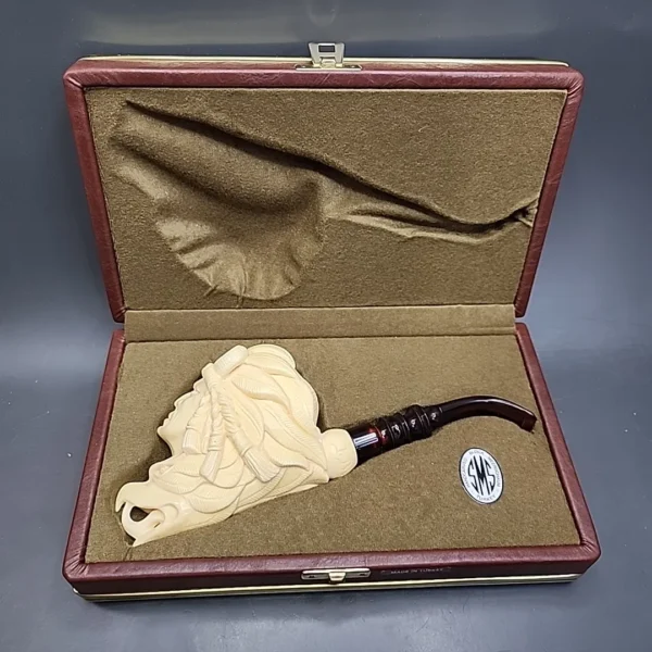 SMS Baglan Double Block Meerschaum Pipe, Display Case, Unsmoked - Image 4