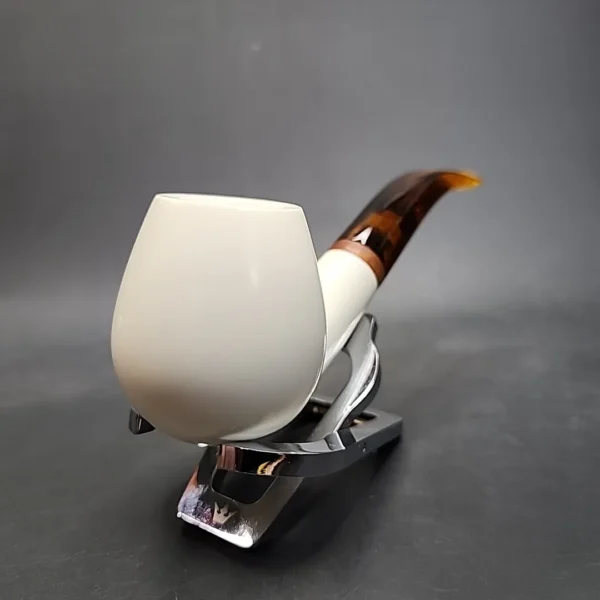 MBSD Meerschaum Deluxe Bent Brandy Block Meerschaum Pipe, Briar-Mortise - Image 4