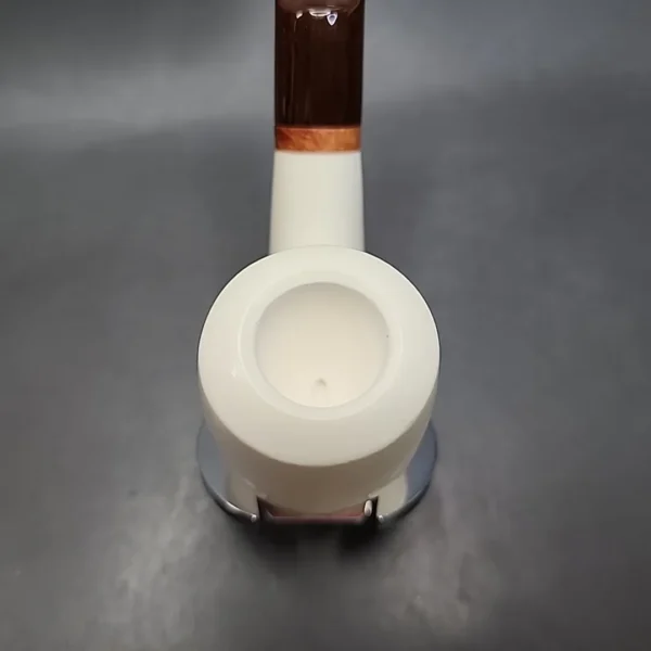 MBSD Meerschaum Deluxe Smooth Bent Egg Block Meerschaum Pipe, Briar-Mortise - Image 5