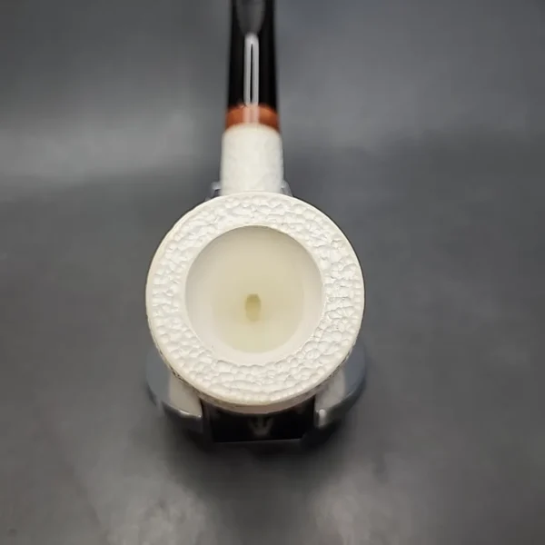 MBSD Meerschaum Deluxe Rusticated Pot Block Meerschaum Pipe, Briar-Mortise - Image 5
