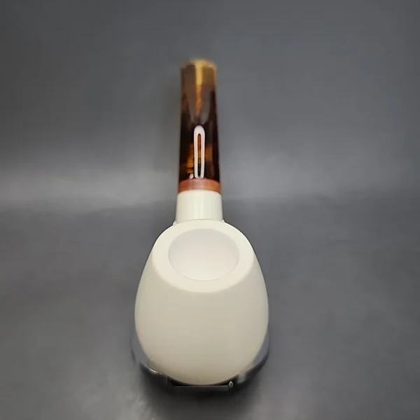 MBSD Meerschaum Deluxe Bent Brandy Block Meerschaum Pipe, Briar-Mortise - Image 5