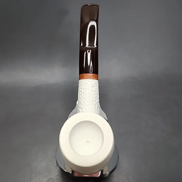 MBSD Meerschaum Deluxe Bent Billiard Block Meerschaum Pipe, Briar-Mortise [SOLD] - Image 6