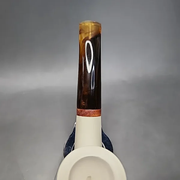 MBSD Meerschaum Deluxe Bent Billiard Block Meerschaum Pipe, Briar-Mortise [SOLD] - Image 6