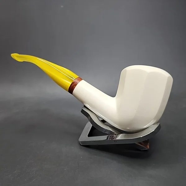 MBSD Meerschaum Deluxe Bent Block Meerschaum Pipe, Briar-Mortise - Image 7