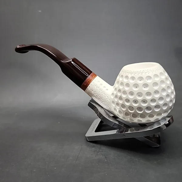 MBSD Meerschaum Deluxe Bent Brandy Block Meerschaum Pipe, Briar-Mortise - Image 7