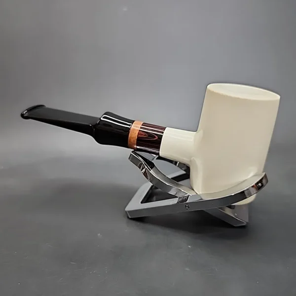MBSD Meerschaum Deluxe Smooth Poker Block Meerschaum Pipe, Briar-Mortise - Image 7
