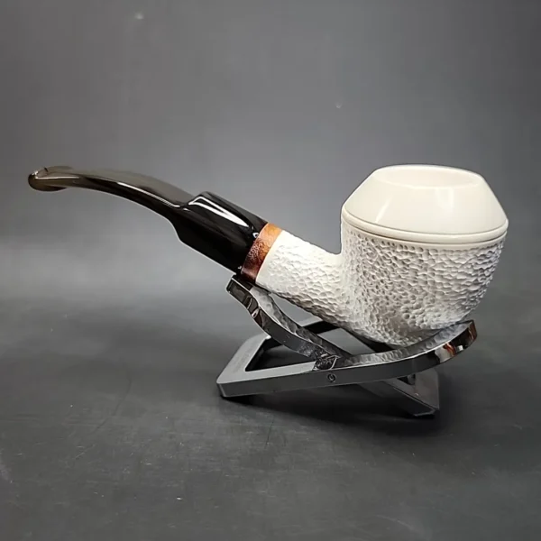 MBSD Meerschaum Deluxe Bent Rhodesian Block Meerschaum Pipe, Briar-Mortise - Image 7
