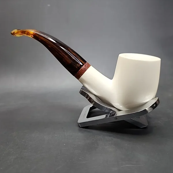 MBSD Meerschaum Deluxe Bent Billiard Block Meerschaum Pipe, Briar-Mortise [SOLD] - Image 7