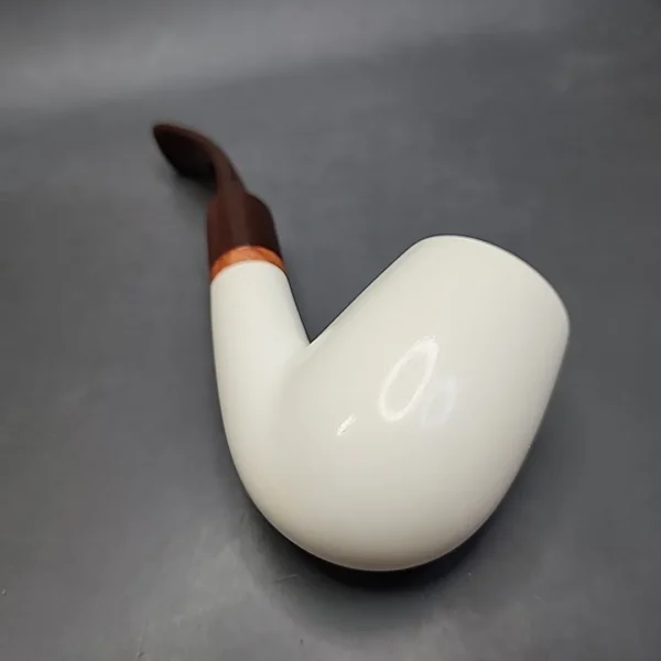 MBSD Meerschaum Deluxe Smooth Bent Egg Block Meerschaum Pipe, Briar-Mortise - Image 8