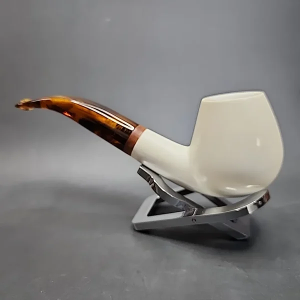 MBSD Meerschaum Deluxe Bent Brandy Block Meerschaum Pipe, Briar-Mortise - Image 8