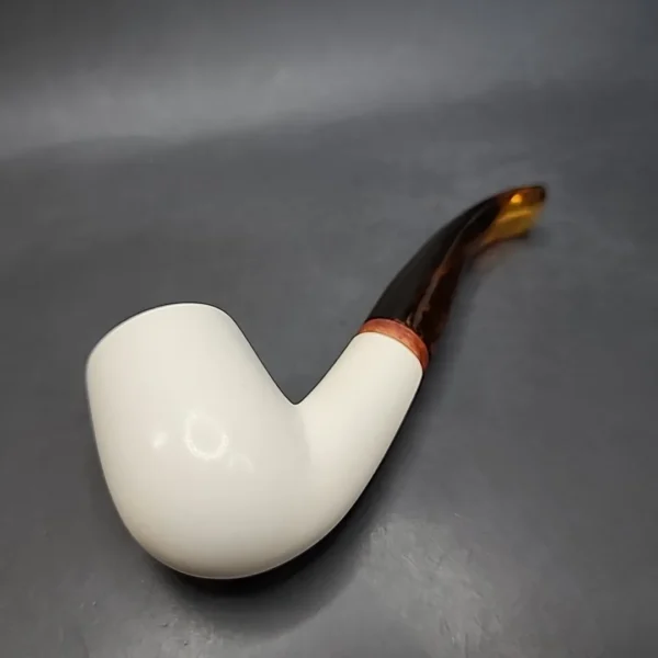 MBSD Meerschaum Deluxe Bent Billiard Block Meerschaum Pipe, Briar-Mortise [SOLD] - Image 8