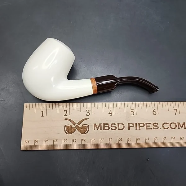 MBSD Meerschaum Deluxe Smooth Bent Egg Block Meerschaum Pipe, Briar-Mortise - Image 9