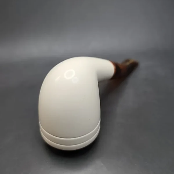 MBSD Meerschaum Deluxe Bent Rhodesian Block Meerschaum Pipe, Briar-Mortise - Image 9