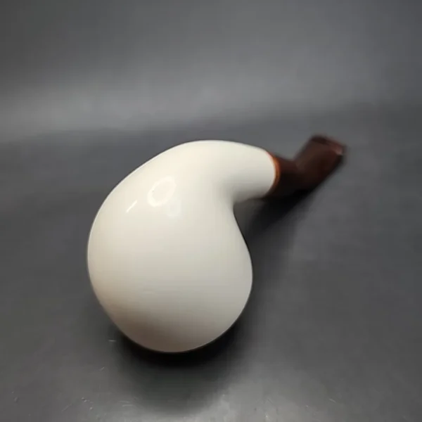 MBSD Meerschaum Deluxe Bent Rhodesian Block Meerschaum Pipe, Briar-Mortise - Image 9