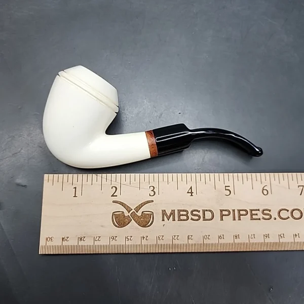MBSD Meerschaum Deluxe Bent Rhodesian Block Meerschaum Pipe, Briar-Mortise [SOLD] - Image 9