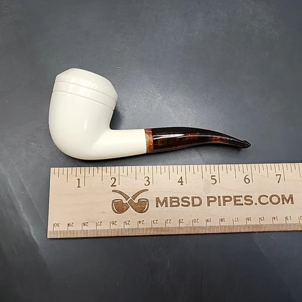 MBSD Meerschaum Deluxe Bent Rhodesian Block Meerschaum Pipe, Briar-Mortise - Image 10