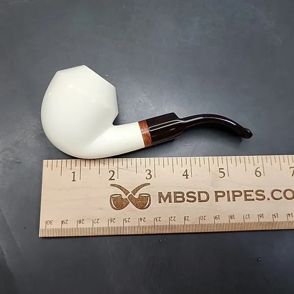 MBSD Meerschaum Deluxe Bent Rhodesian Block Meerschaum Pipe, Briar-Mortise - Image 10
