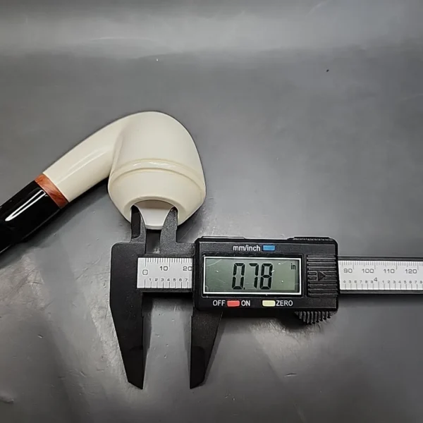 MBSD Meerschaum Deluxe Bent Rhodesian Block Meerschaum Pipe, Briar-Mortise [SOLD] - Image 10