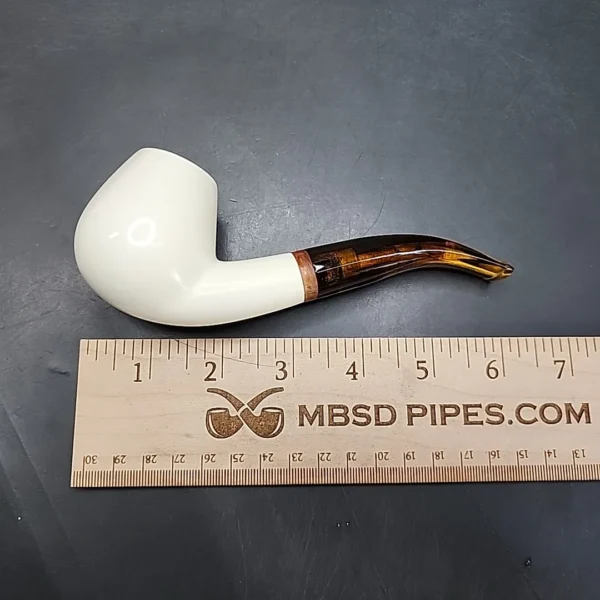 MBSD Meerschaum Deluxe Bent Brandy Block Meerschaum Pipe, Briar-Mortise - Image 10