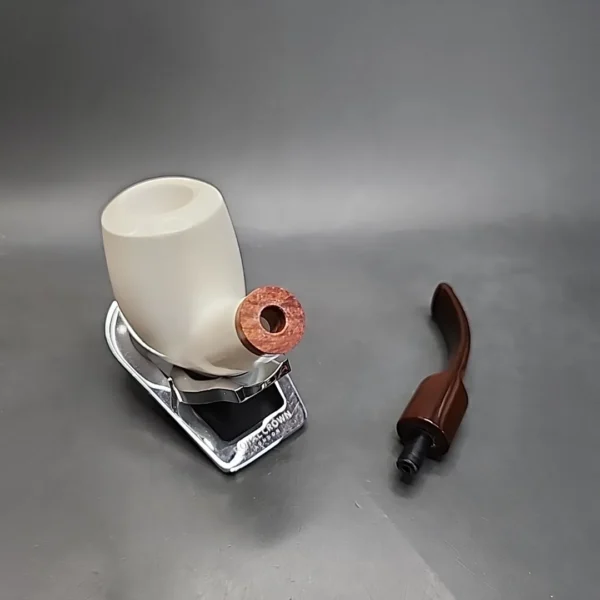 MBSD Meerschaum Deluxe Smooth Bent Egg Block Meerschaum Pipe, Briar-Mortise - Image 11