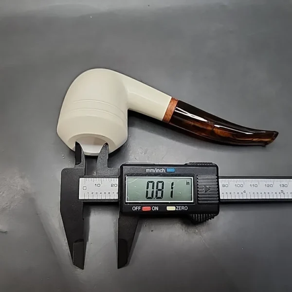 MBSD Meerschaum Deluxe Bent Rhodesian Block Meerschaum Pipe, Briar-Mortise - Image 11