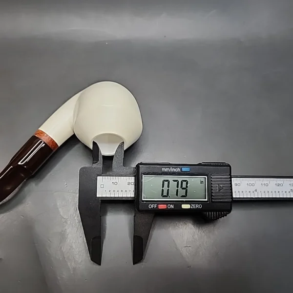 MBSD Meerschaum Deluxe Bent Rhodesian Block Meerschaum Pipe, Briar-Mortise - Image 11