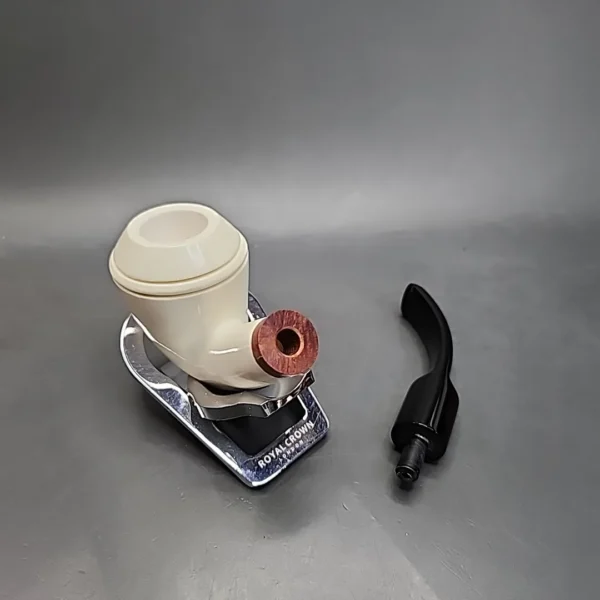 MBSD Meerschaum Deluxe Bent Rhodesian Block Meerschaum Pipe, Briar-Mortise [SOLD] - Image 11