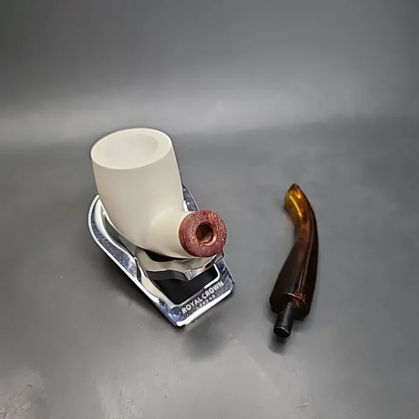 MBSD Meerschaum Deluxe Bent Billiard Block Meerschaum Pipe, Briar-Mortise [SOLD] - Image 11