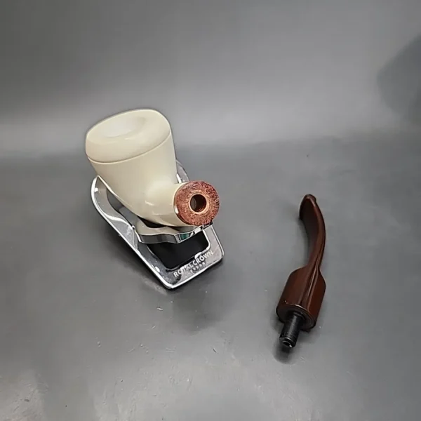 MBSD Meerschaum Deluxe Bent Rhodesian Block Meerschaum Pipe, Briar-Mortise - Image 12