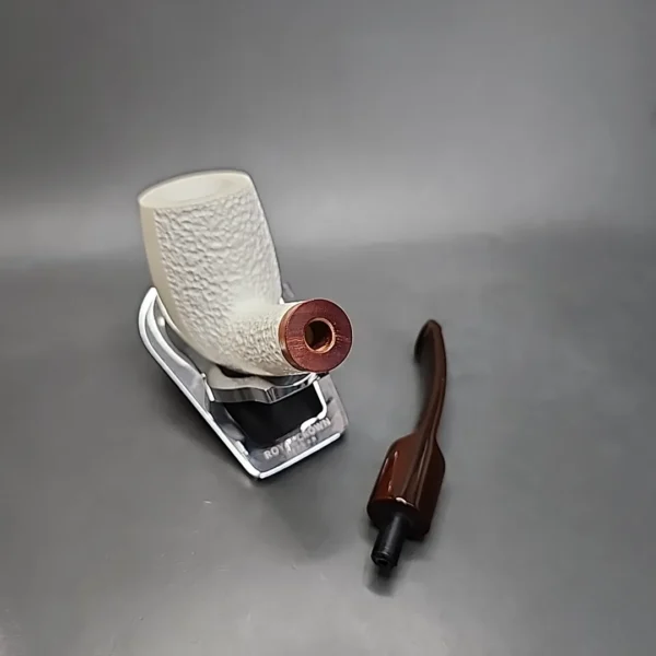 MBSD Meerschaum Deluxe Bent Billiard Block Meerschaum Pipe, Briar-Mortise [SOLD] - Image 14