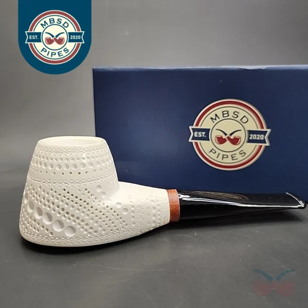 MBSD Meerschaum Deluxe Eskimo Block Meerschaum Pipe, Briar-Mortise