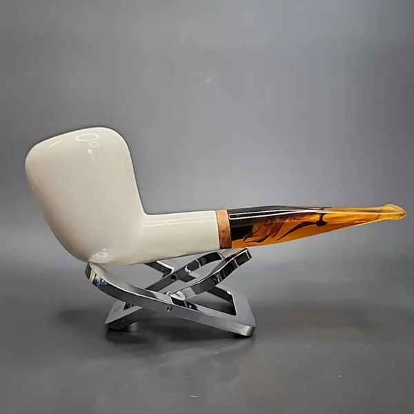 MBSD Meerschaum Deluxe Pear Block Meerschaum Pipe, Briar-Mortise - Image 3