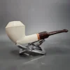 MBSD Meerschaum Deluxe Bent Rhodesian Block Meerschaum Pipe, Briar-Mortise - Image 3