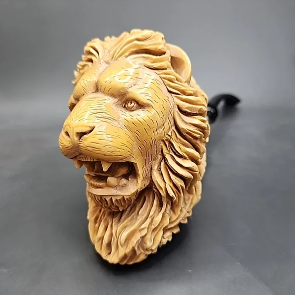 MBSD Meerschaum Deluxe XXL Lion Block Meerschaum Pipe, Briar-Mortise - Image 4